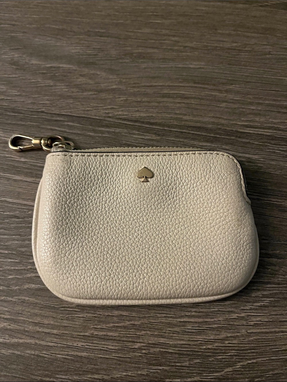 kate spade Cream Pebbled Leather Zip Key Pouch